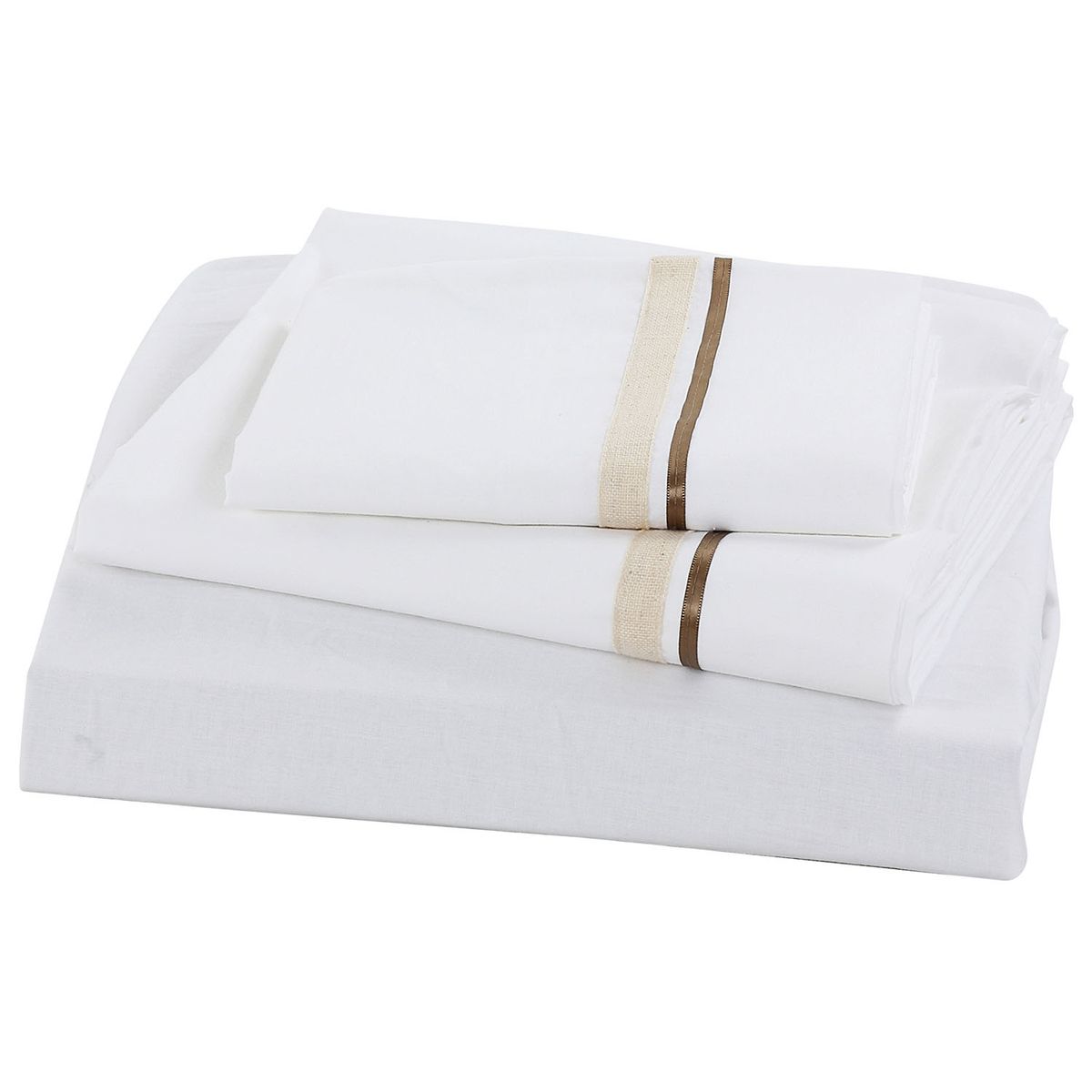 VEKKA - Juego De Sábanas White Beige 1.5 Plazas Vekka