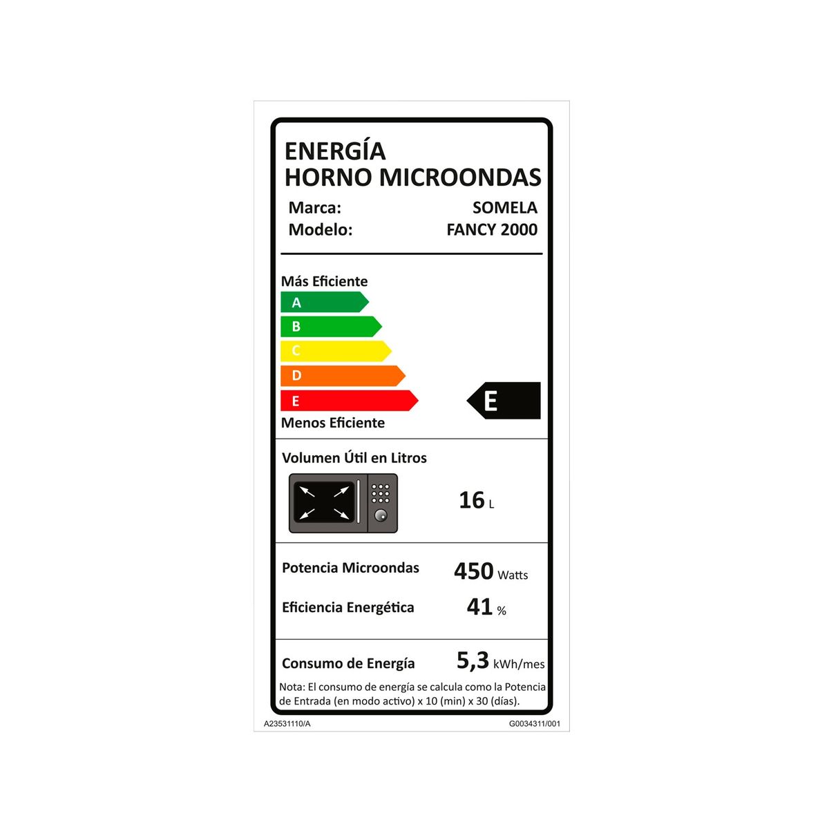 SOMELA - Microondas Fancy 2000 20Lt Somela