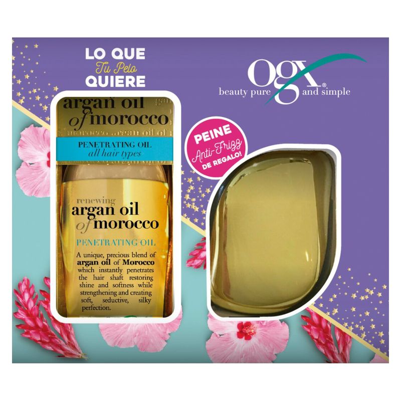 OGX - Pack Ogx Serum Argan Moroccan Oil  Peine Dorado