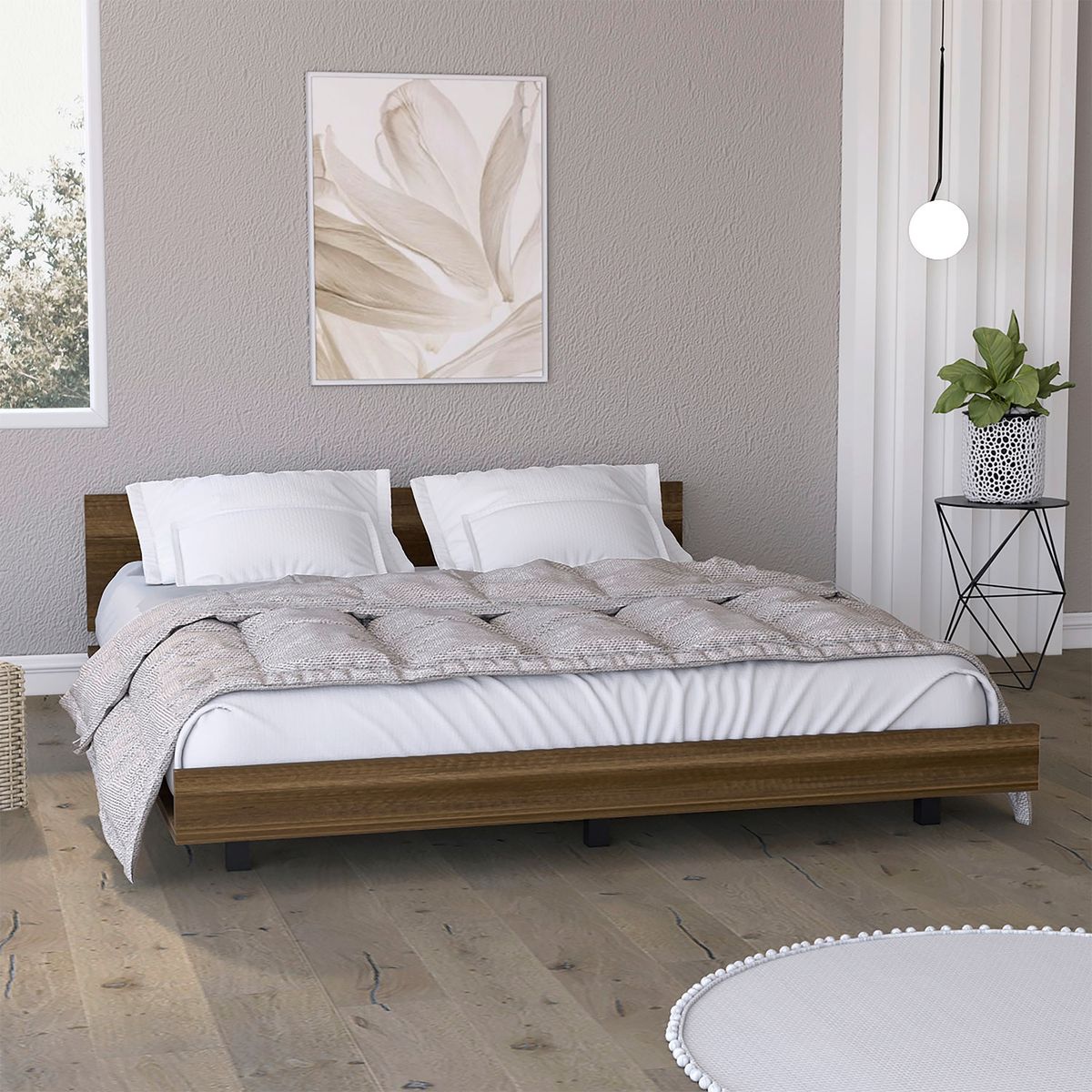 TUHOME - Cama Kaia 2 Plazas Caramelo Wengue Tuhome