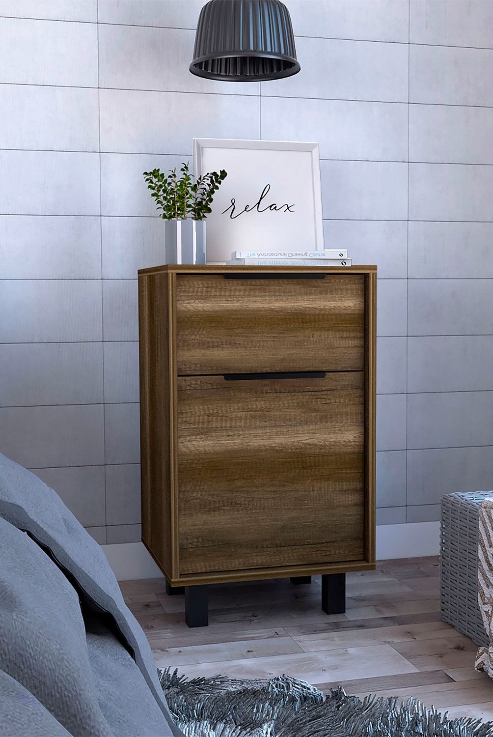 TUHOME - Velador Kaia Z41 1 Cajón 1 Puerta Caramelo Wen Tuhome