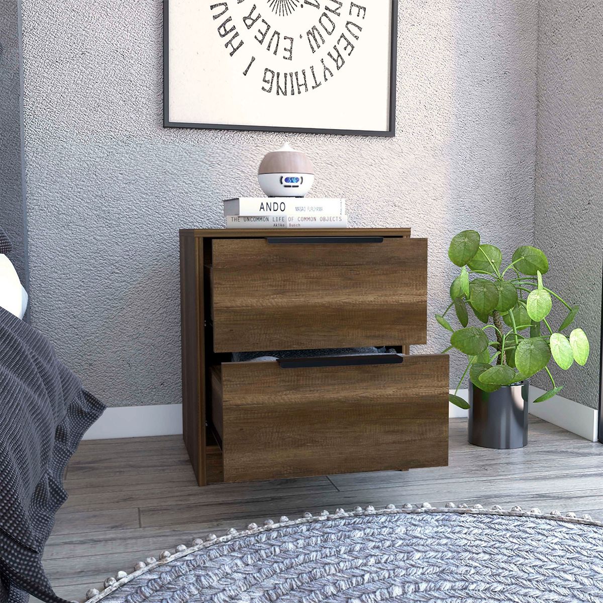 TUHOME - Velador kaia 2 cajones Tuhome