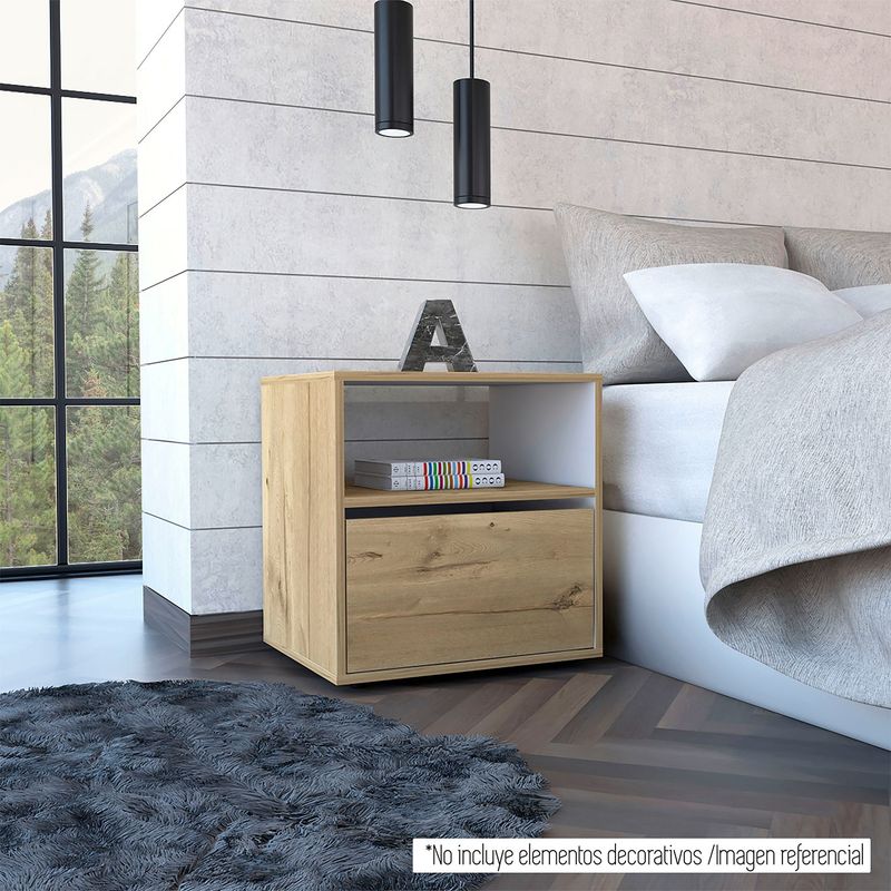 TUHOME - Velador Sleep S-52 Duna Blanco Tuhome