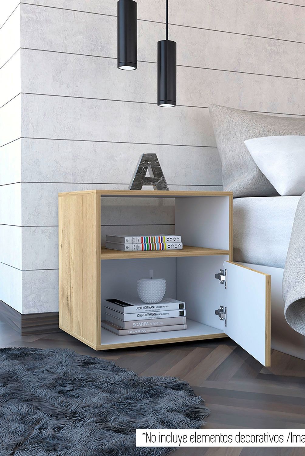 TUHOME - Velador Sleep S-52 Duna Blanco Tuhome