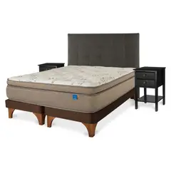FLEX - Cama Terra Cobre 2 Plazas + Respaldo Design + Velador Rover