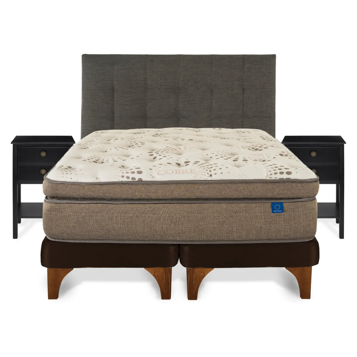 FLEX - Cama Terra Cobre Flex 2 Plazas + Respaldo Design + Velador Rover Flex