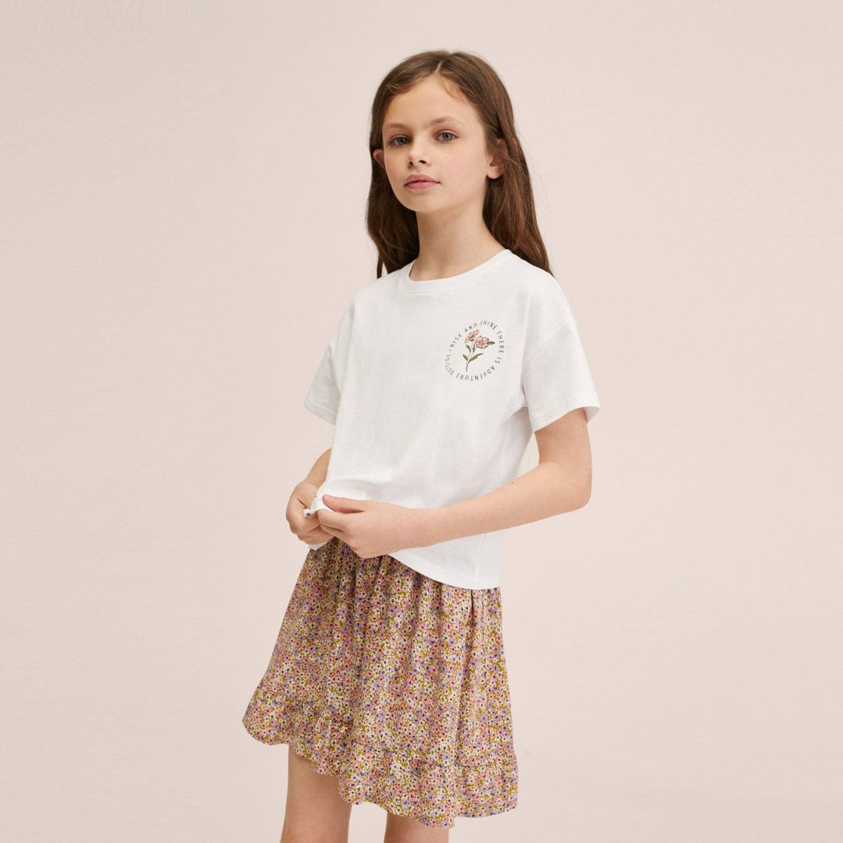 MANGO KIDS - Mango Kids Polera Algodón Estampada