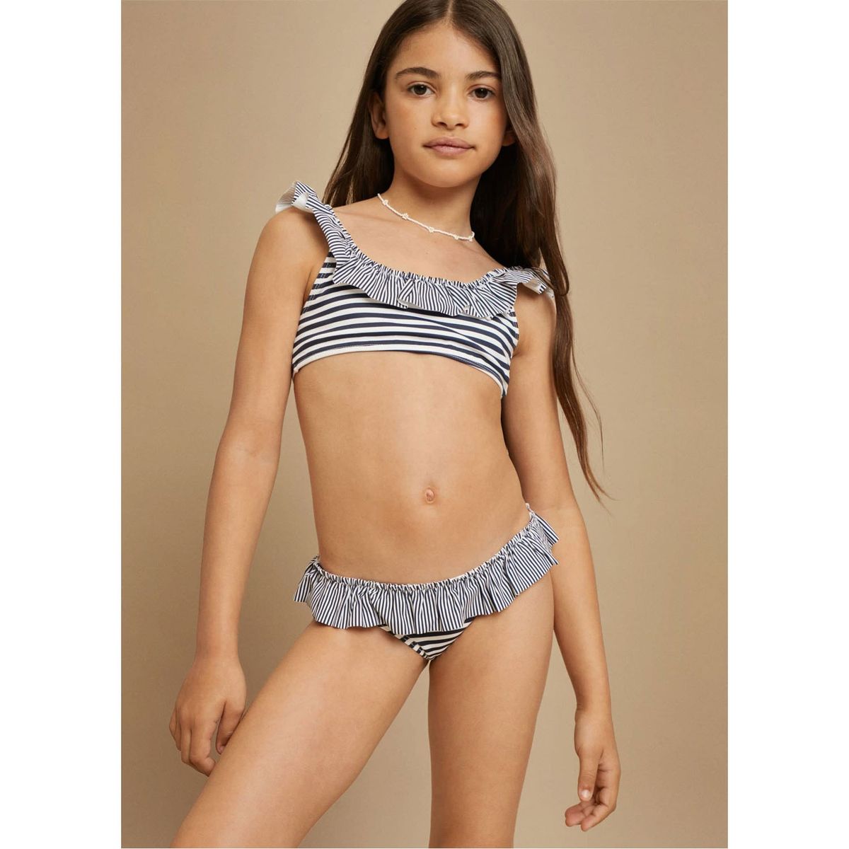 MANGO KIDS - Mango Kids Bikini Rayas Volante Niña