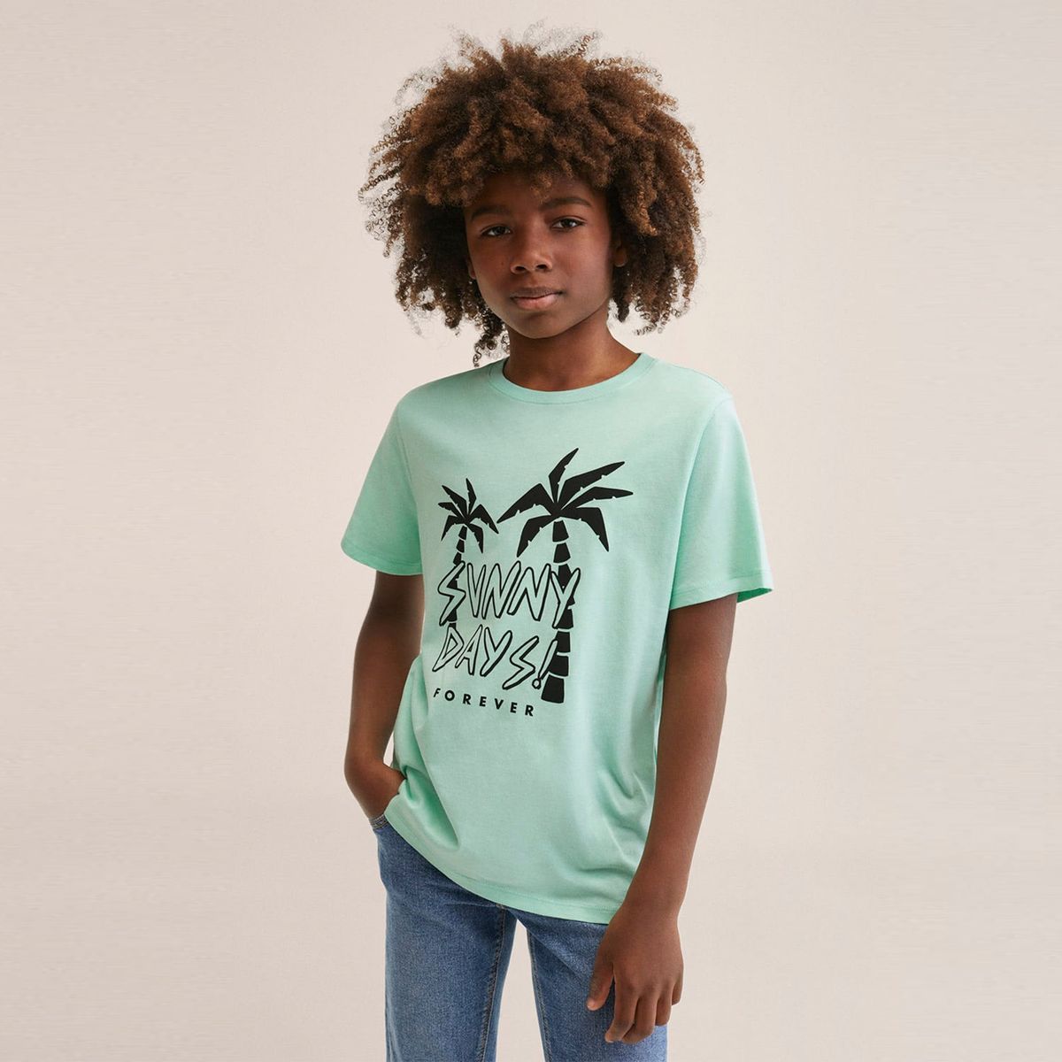MANGO KIDS - Mango Kids Polera Algodón Estampado Sunny Niño