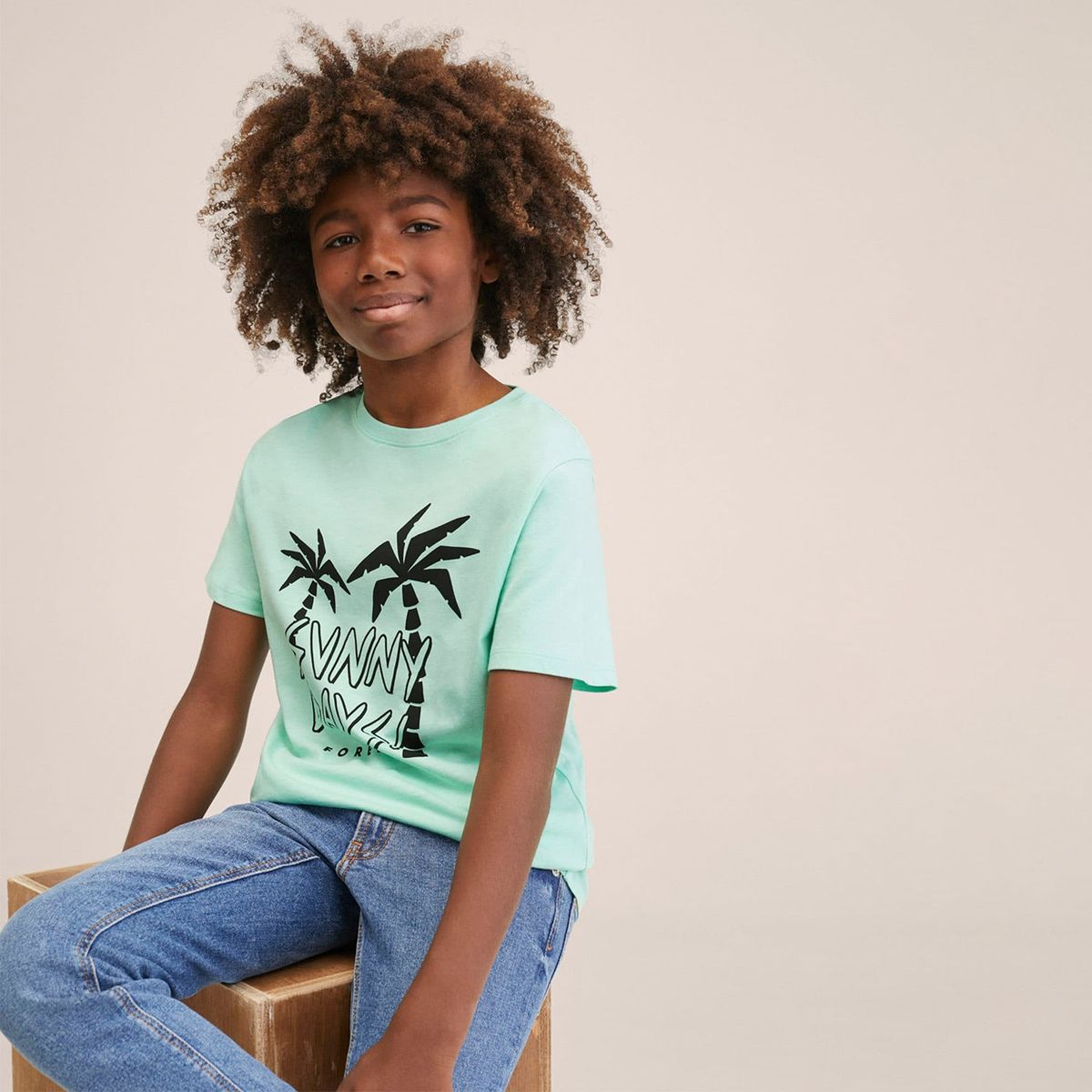 MANGO KIDS - Mango Kids Polera Algodón Estampado Sunny Niño
