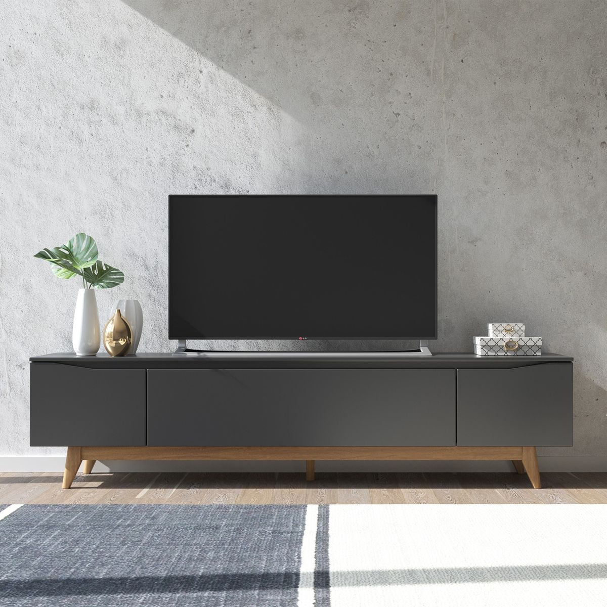 DECOCASA - Rack TV 80 pulgadas Flynt Negro Decocasa