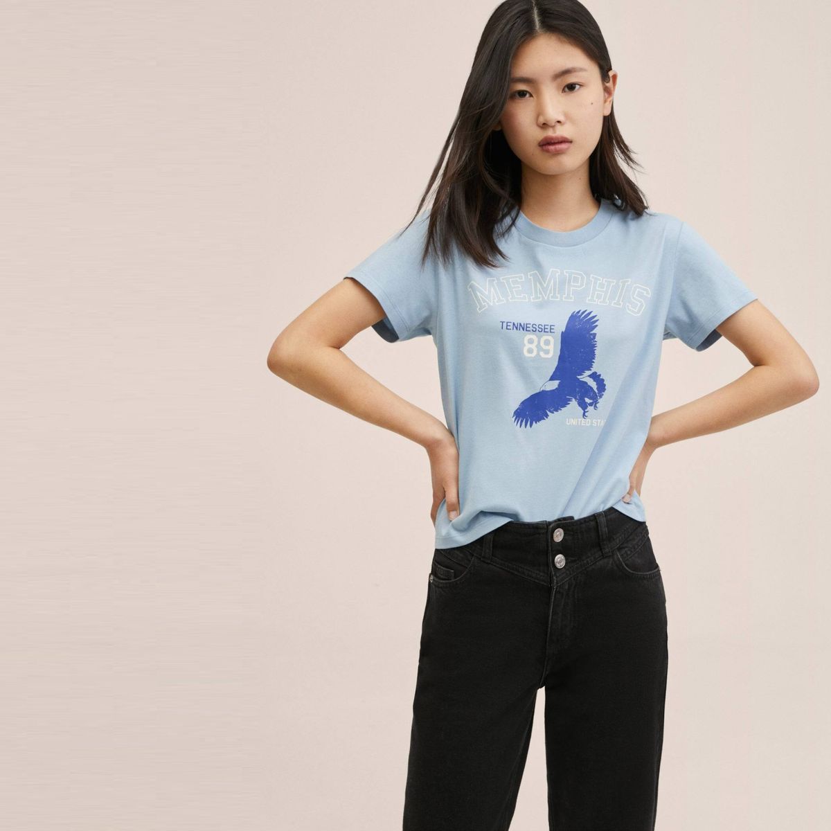 MANGO TEEN - Mango Teens Polera Algodón Manga Corta Niña