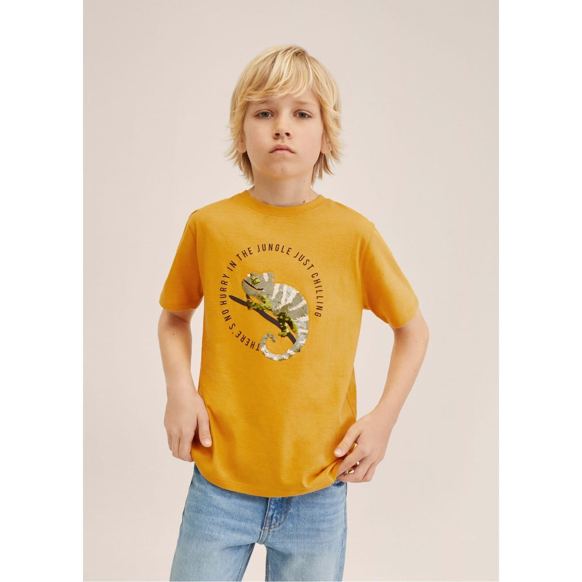 MANGO KIDS - Polera Estampada Algodón Niño Mango Kids