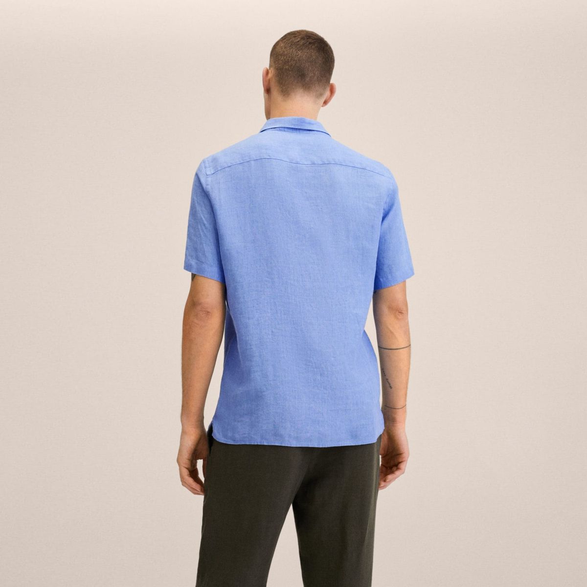 MANGO MAN - Camisa Lino Manga Corta Hombre Mango Man