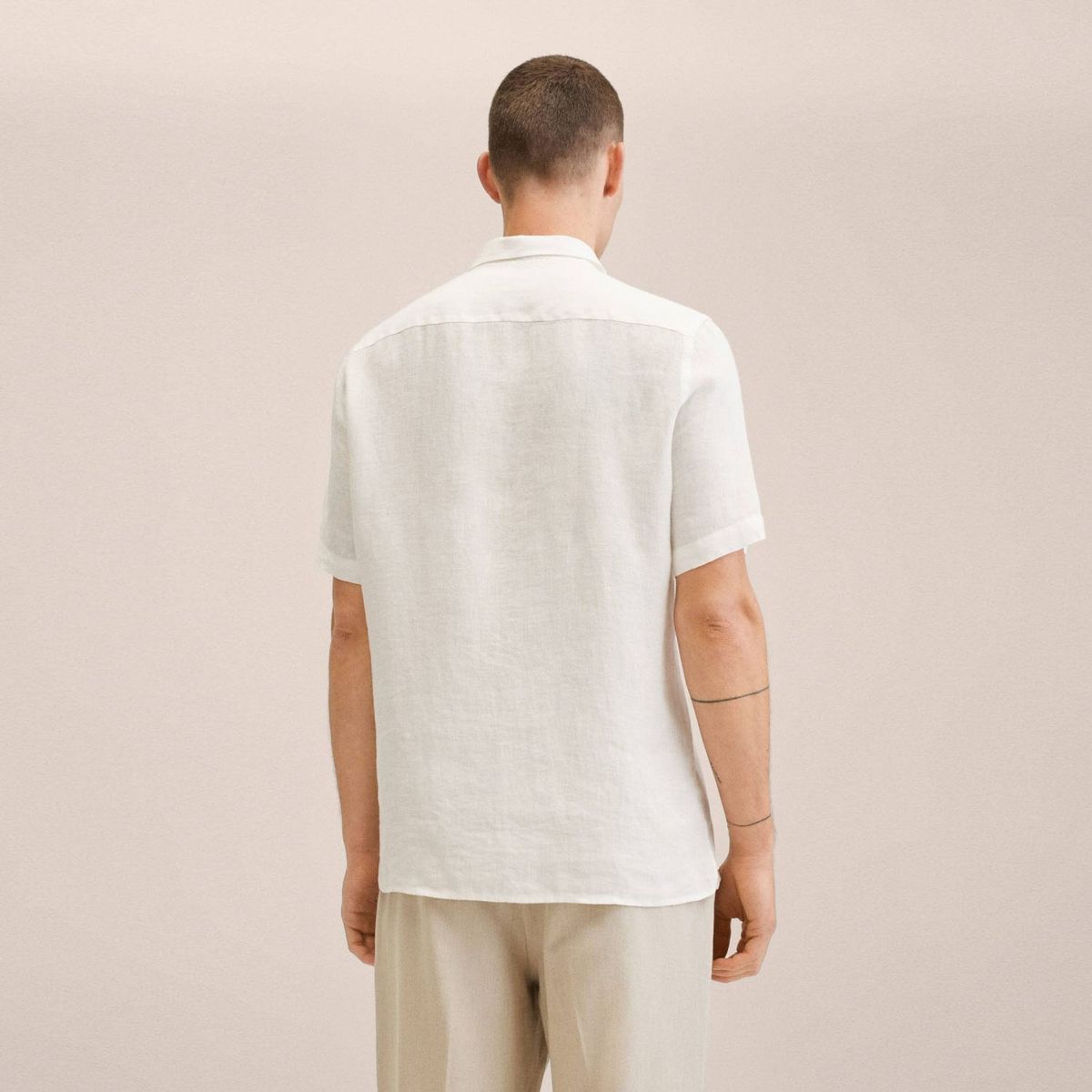 MANGO MAN - Camisa Lino Manga Corta Hombre Mango Man