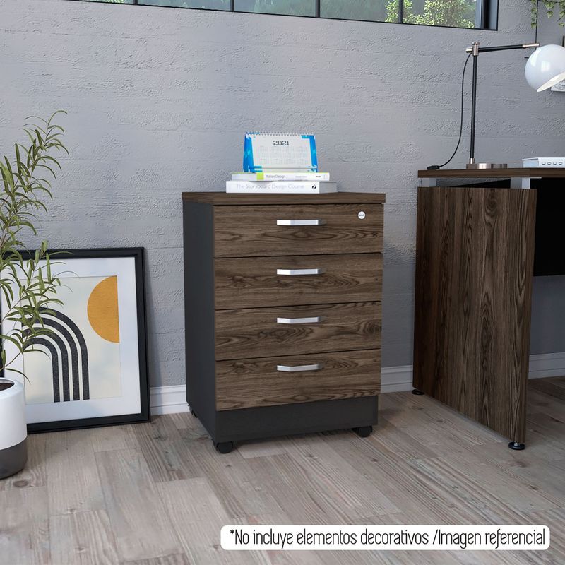 TUHOME - Archivador Home Office 4 Cajones Bajo Tuhome