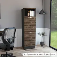 TUHOME - Archivador Home Office 4 Cajones Alto 1 Repisa