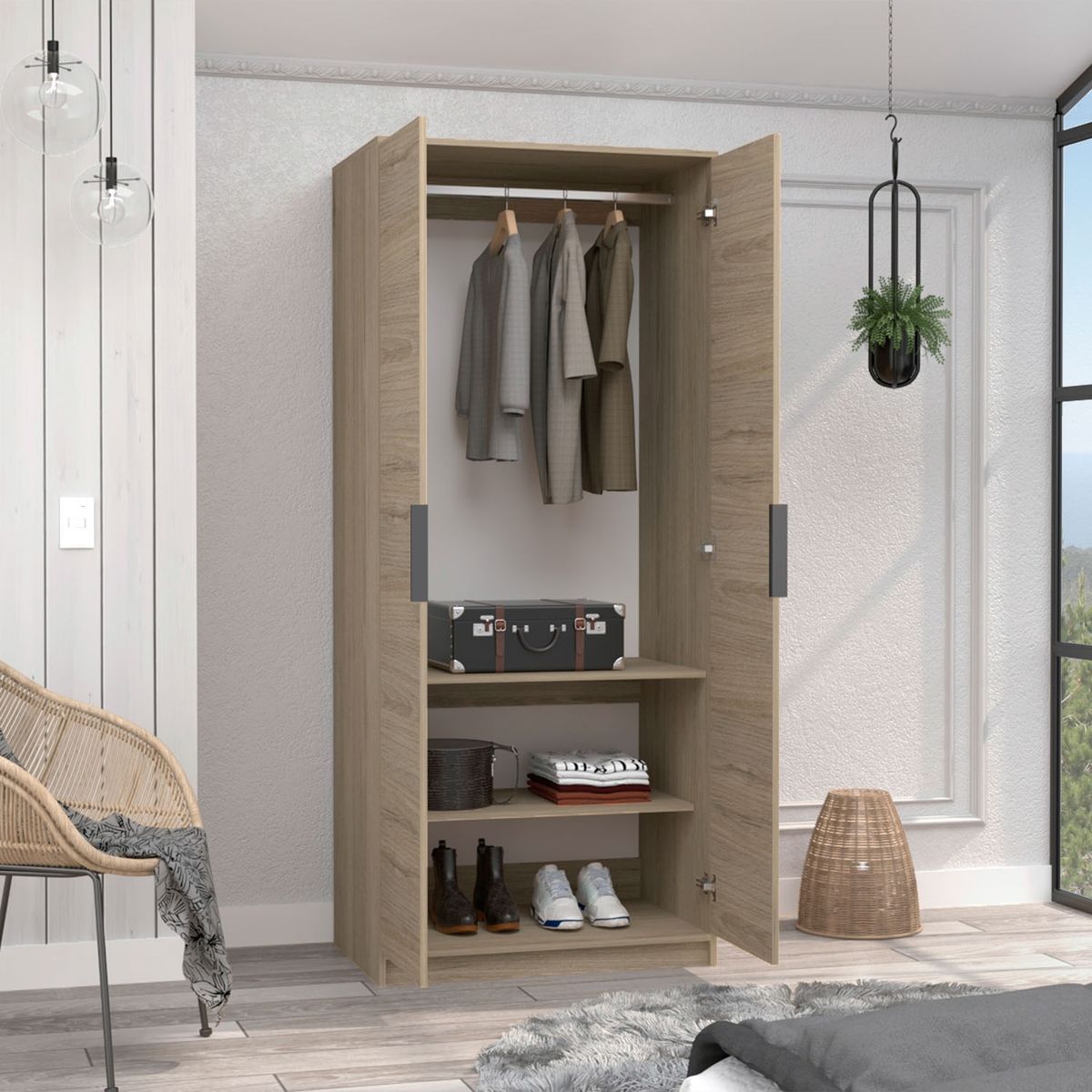 TUHOME - Clóset Kaia 2 Puertas Rovere Blanco Marque Tuhome