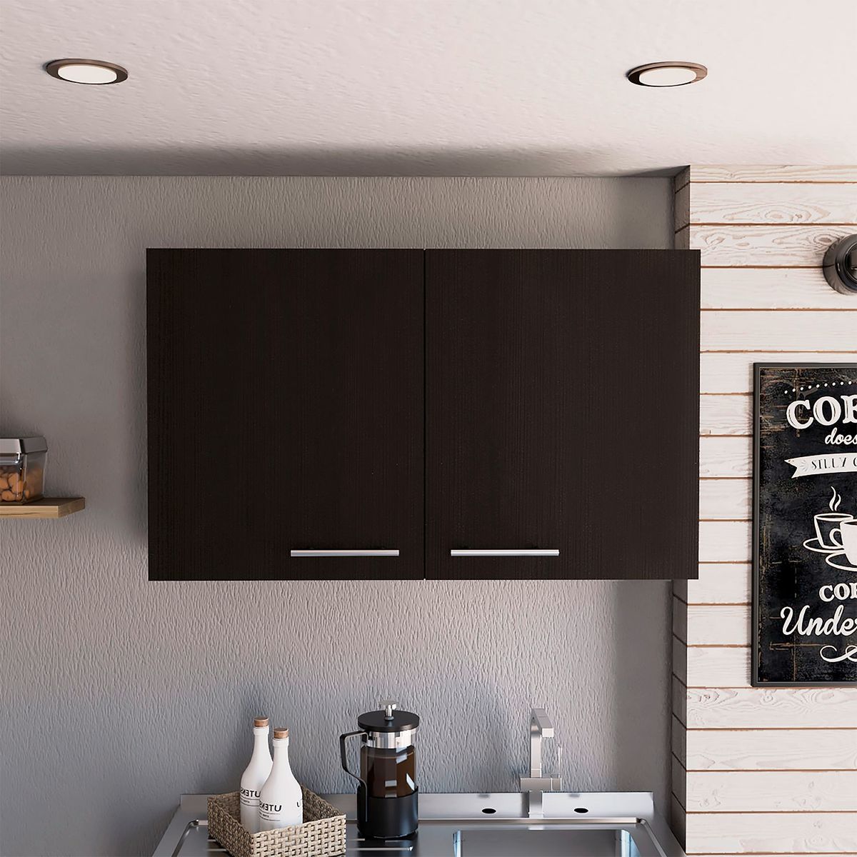 TUHOME - Mueble Aéreo 2 Puertas Manchester Wengue Tuhome