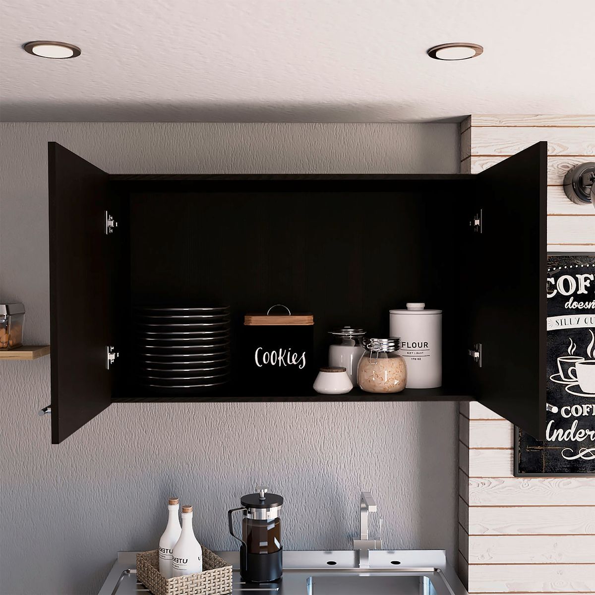 TUHOME - Mueble Aéreo 2 Puertas Manchester Wengue Tuhome