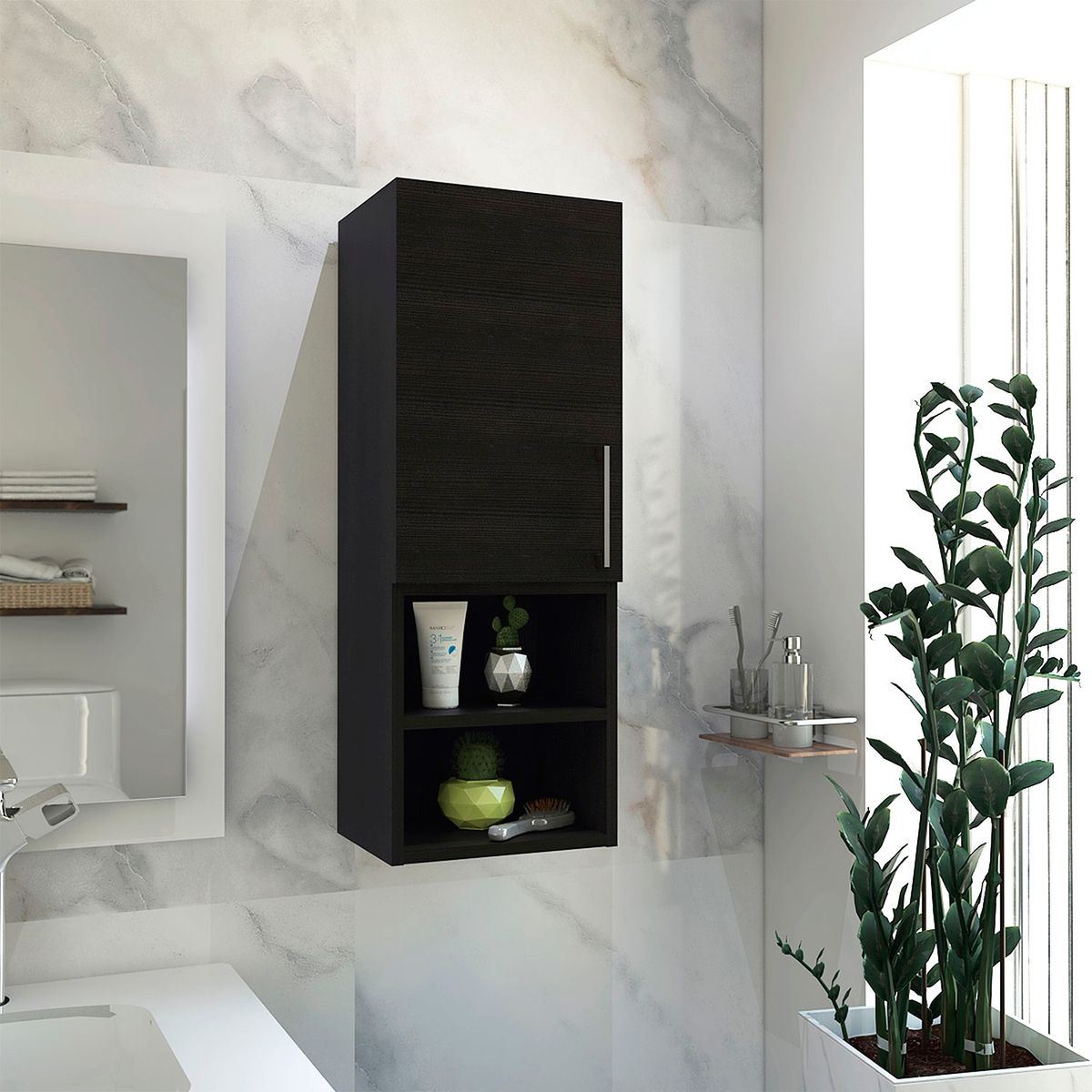 TUHOME - Mueble Auxiliar Baño Barcelona Wengue Tuhome