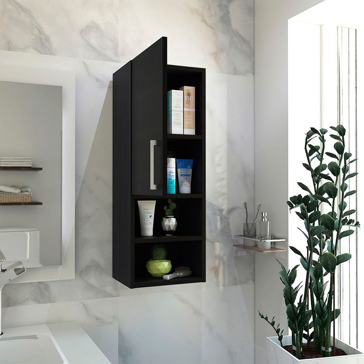 TUHOME - Mueble Auxiliar Baño Barcelona Wengue Tuhome