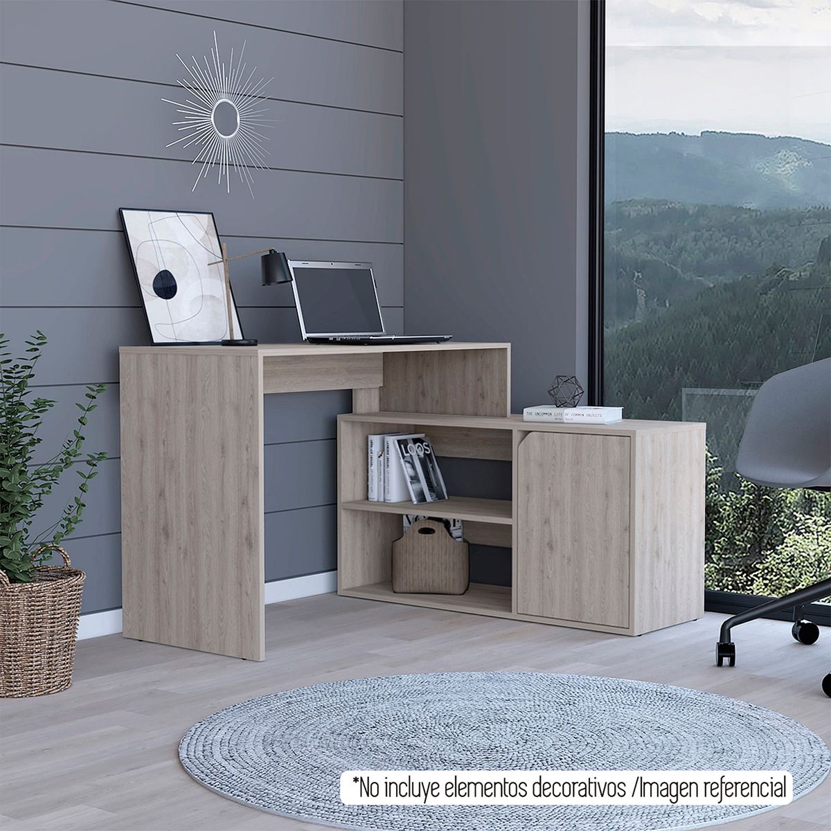 TUHOME - Escritorio Esquinero En L Rennes Ceniza Tuhome