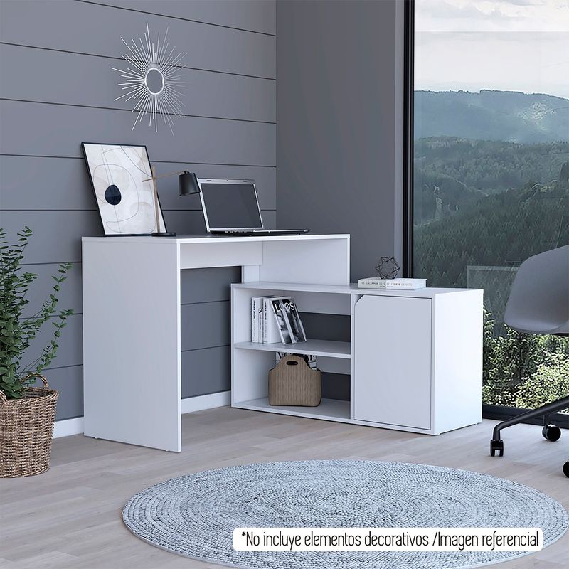 TUHOME - Escritorio Esquinero En L Rennes Blanco  Tuhome