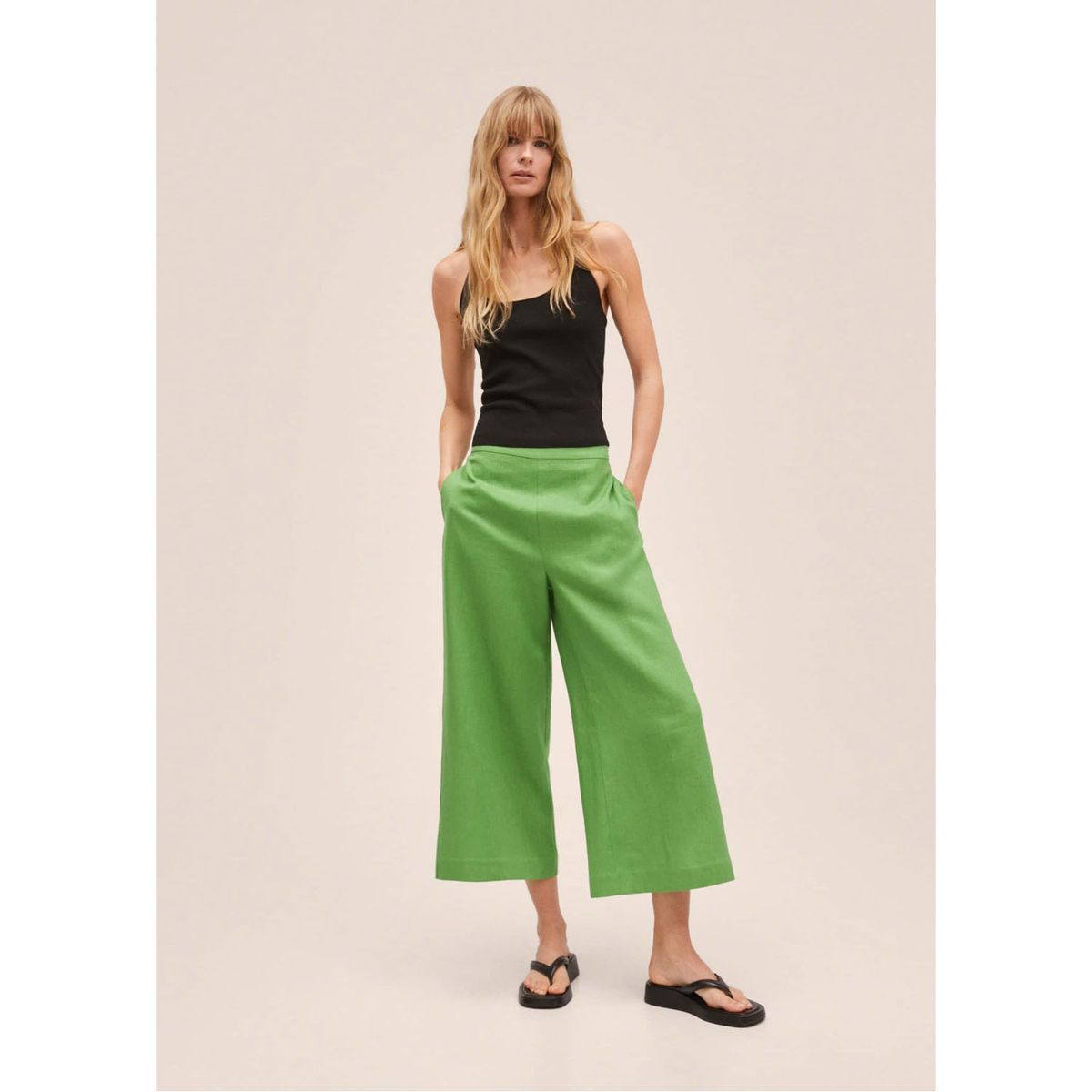 MANGO - Mango Pantalón Culotte Lino Lote Mujer