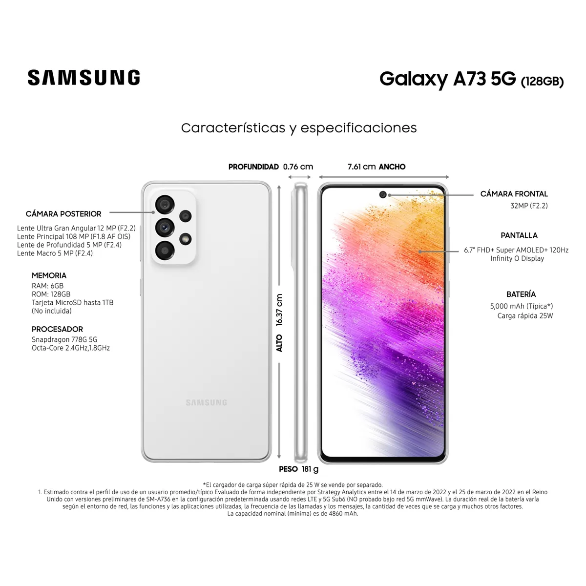 SAMSUNG - Celular Smartphone Samsung Galaxy A73 5G 128 GB