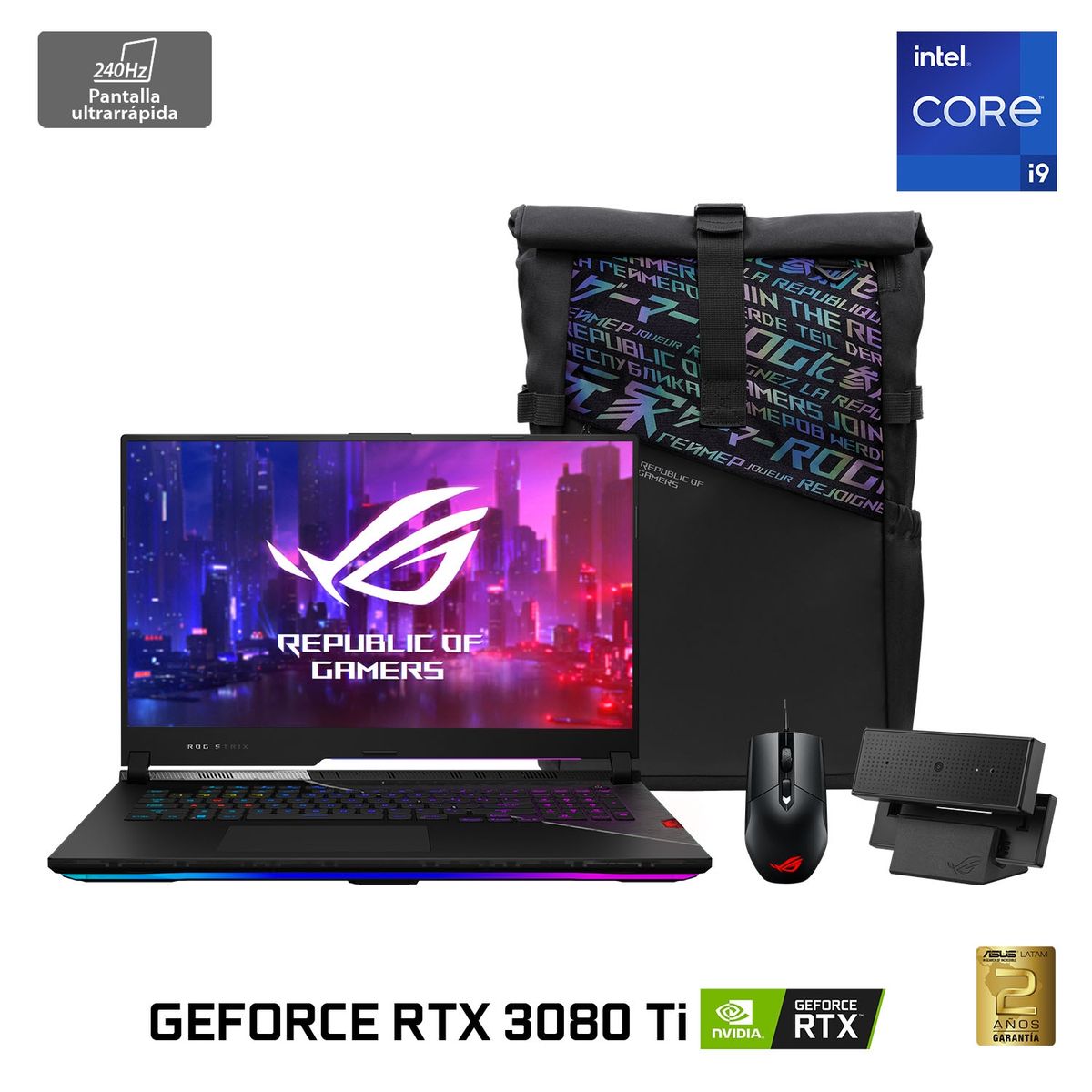 ASUS - Notebook ROG Strix SCAR 17 SE G733 Intel Core i9 16 Núcleos NVIDIA GeForce RTX 3080 TI 32GB RAM 2TB SSD 17,3" WQHD 240Hz Asus