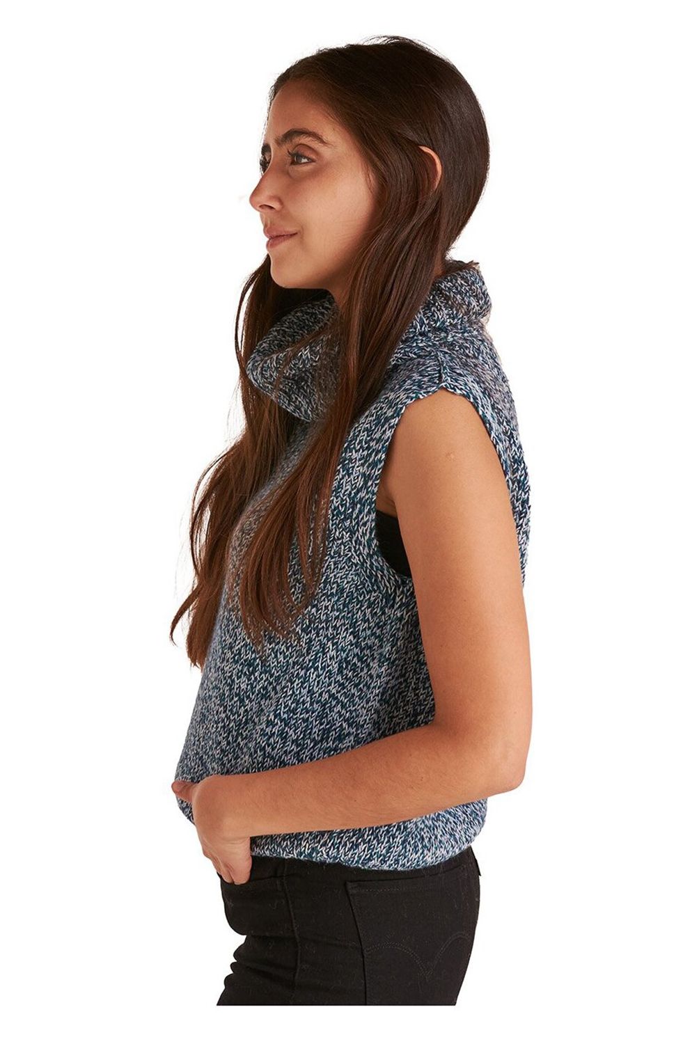 ONNORA - Sweater Sin Mangas Cuello Tortuga. Sin Costuras.
