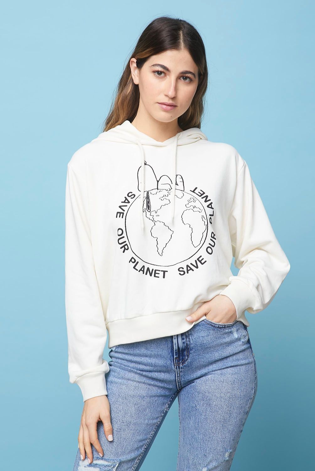 ONLY - Polerón Snoopy Con Capucha Algodón Mujer Only