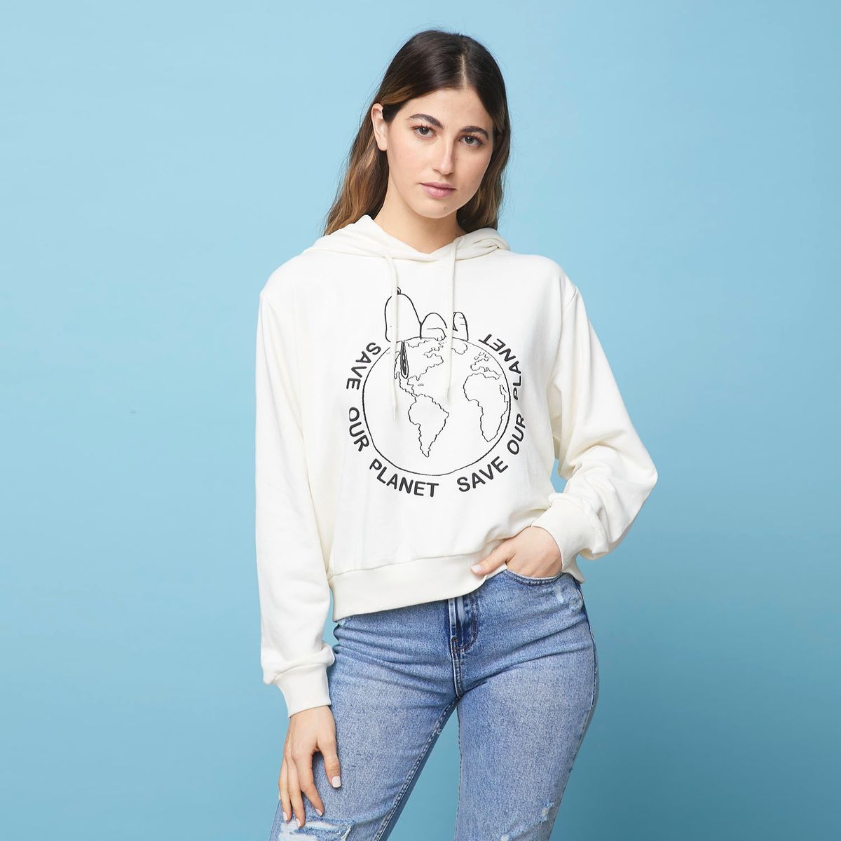 ONLY - Polerón Snoopy Con Capucha Algodón Mujer Only