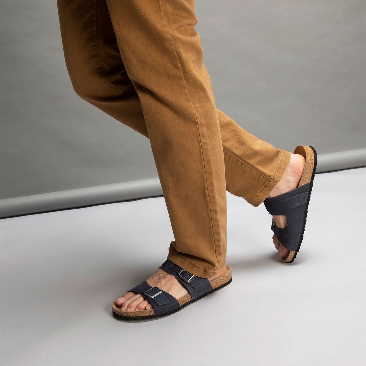 GEOX - Sandalia Hombre Cuero Azul Geox