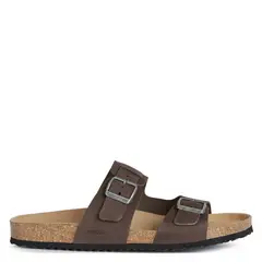 GEOX - Sandalia Hombre Cuero Café
