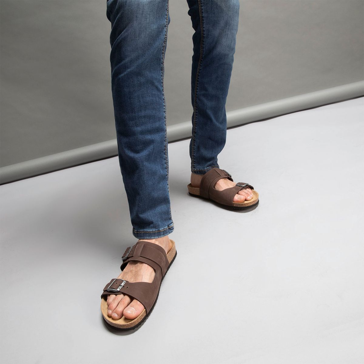 GEOX - Sandalia Hombre Cuero Café Geox