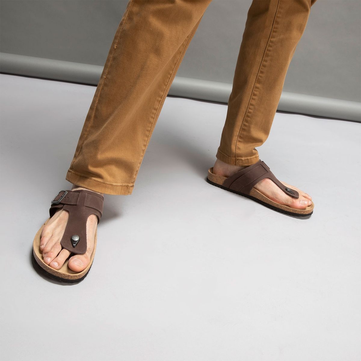 GEOX - Sandalia Hombre Cuero Café Geox