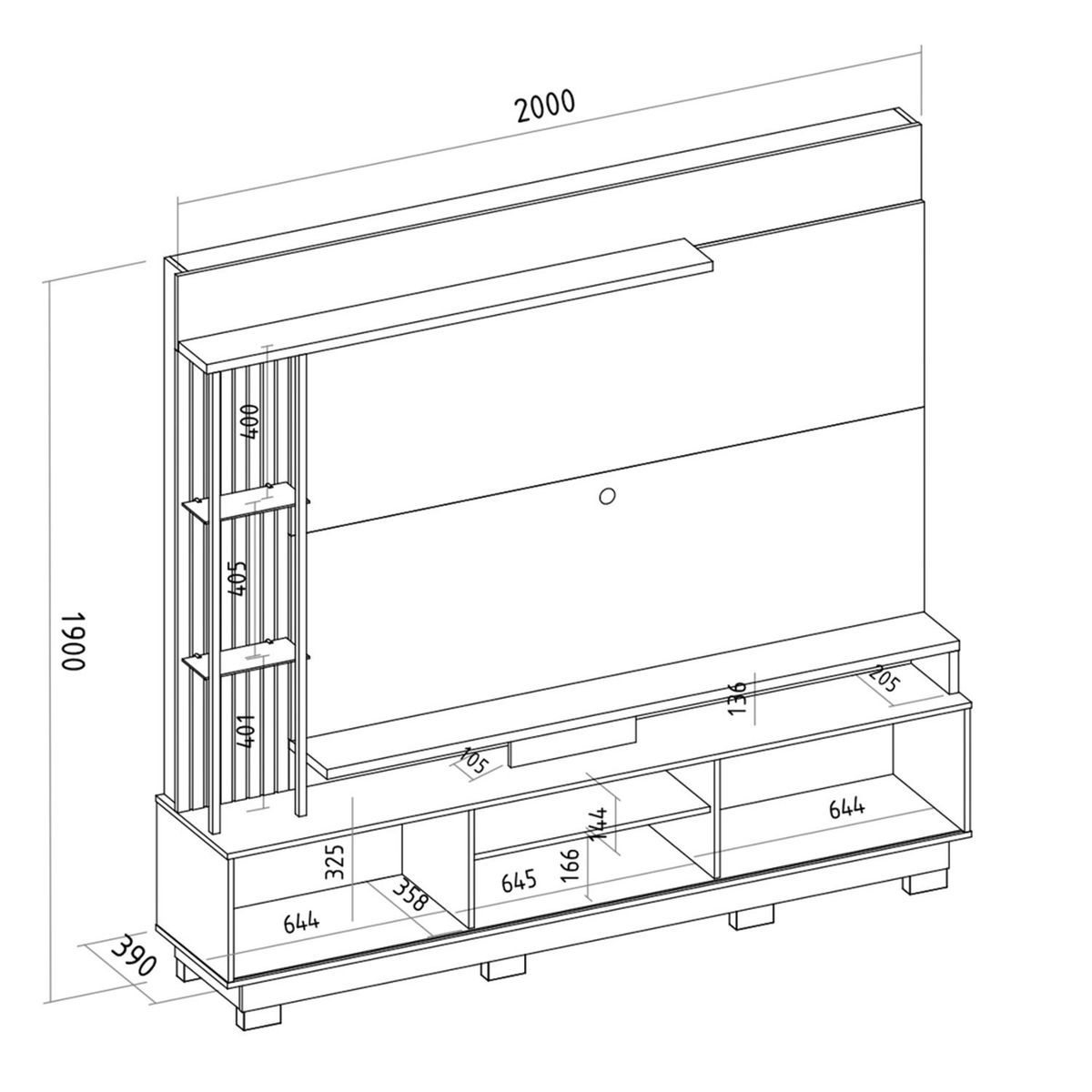 DI PORETTI - Home Martino 70 2 Puertas 200X190X38.8 Cm Gris Di Poretti