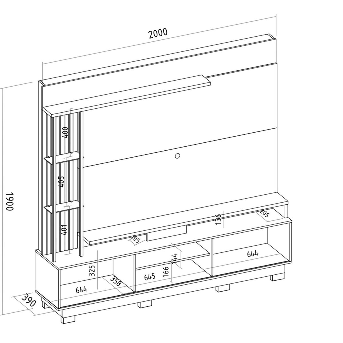 DI PORETTI - Home Martino 70 2 Puertas 200X190X38.8 Chocolate Di Poretti