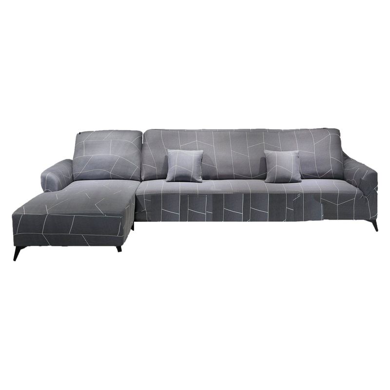 MODA ALFOMBRAS - Funda para Sofa Forma en L  Gris Líneas