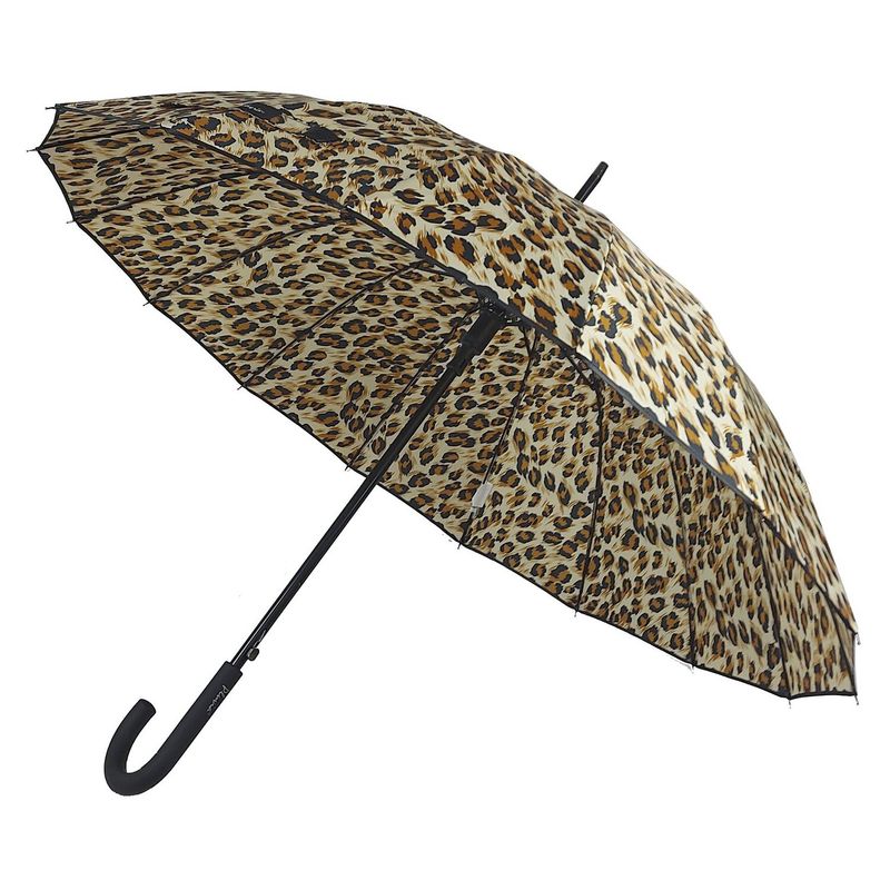 PLUVIA - Paraguas Pluvia 16V Animal Print Automático Café