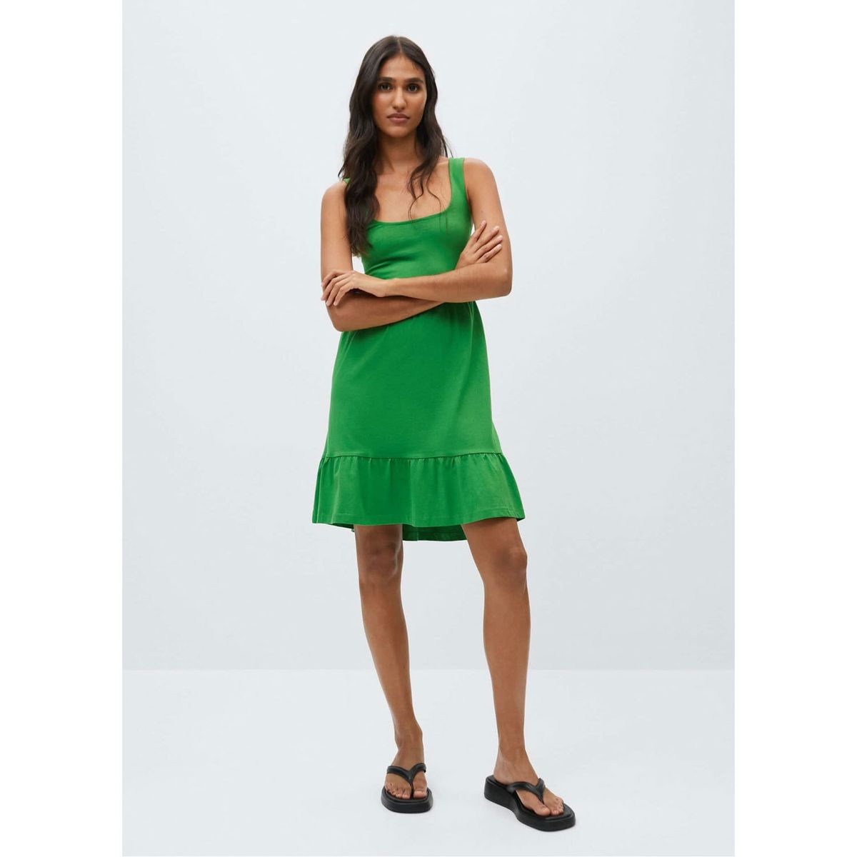 MANGO - Vestido Algodón Volantes Maroto2 Mujer Mango