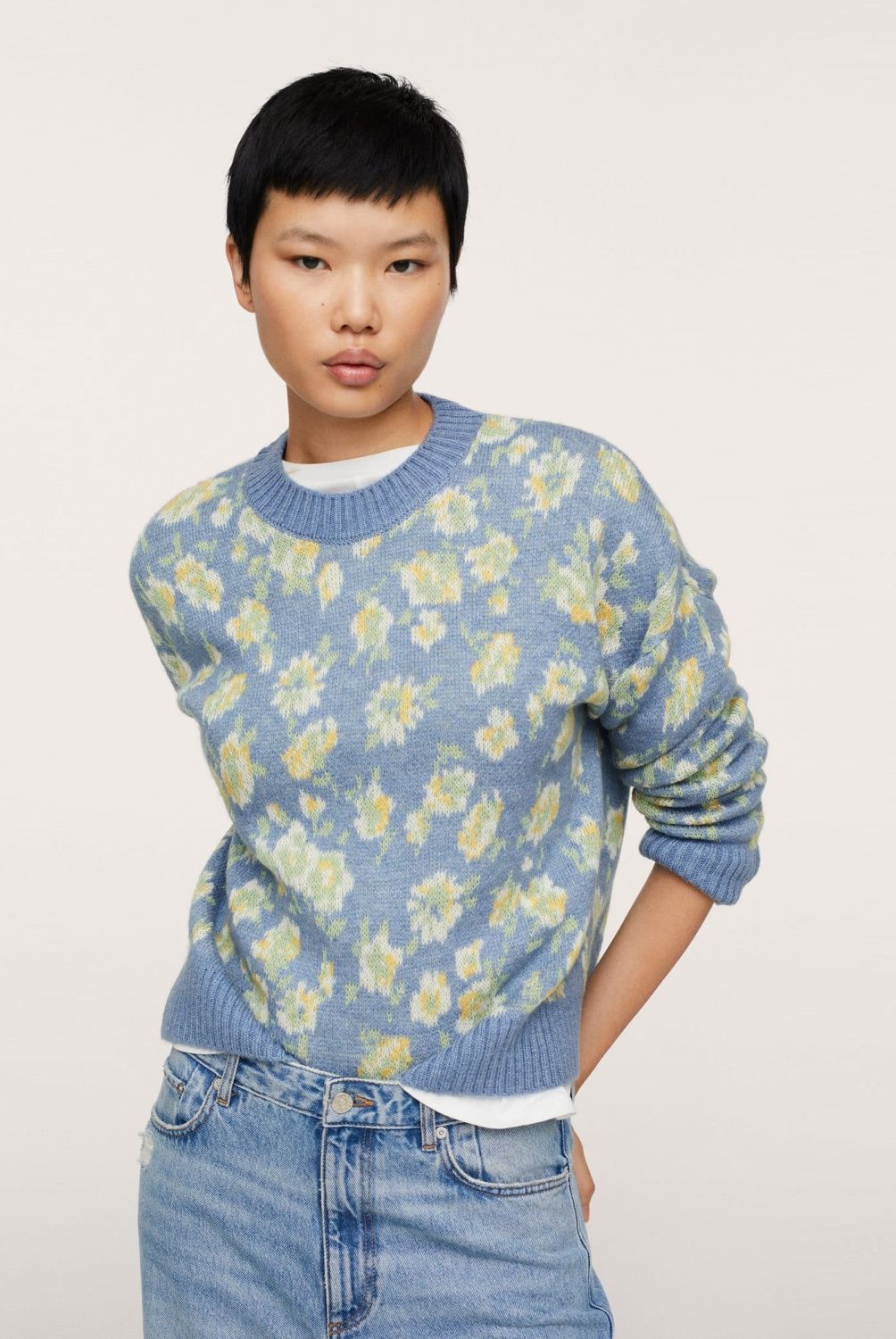 MANGO - Sweater Punto Estampado Garden Mujer