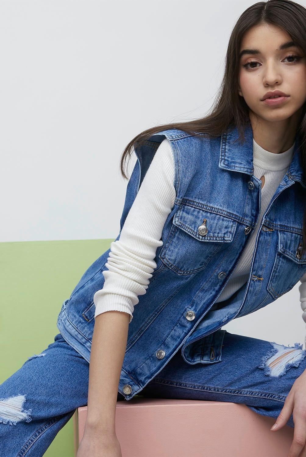 SYBILLA - Sybilla Chaqueta Jeans Sin Mangas Mujer
