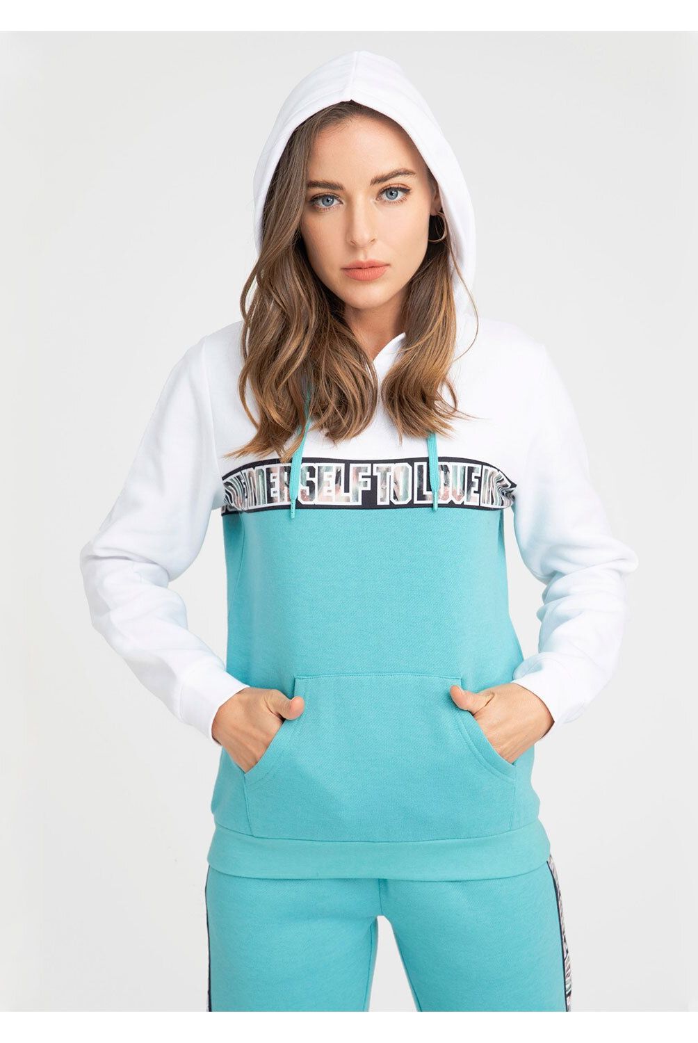 FASHION'S PARK - Polerón Deportivo Mujer Canguro Bicolor.