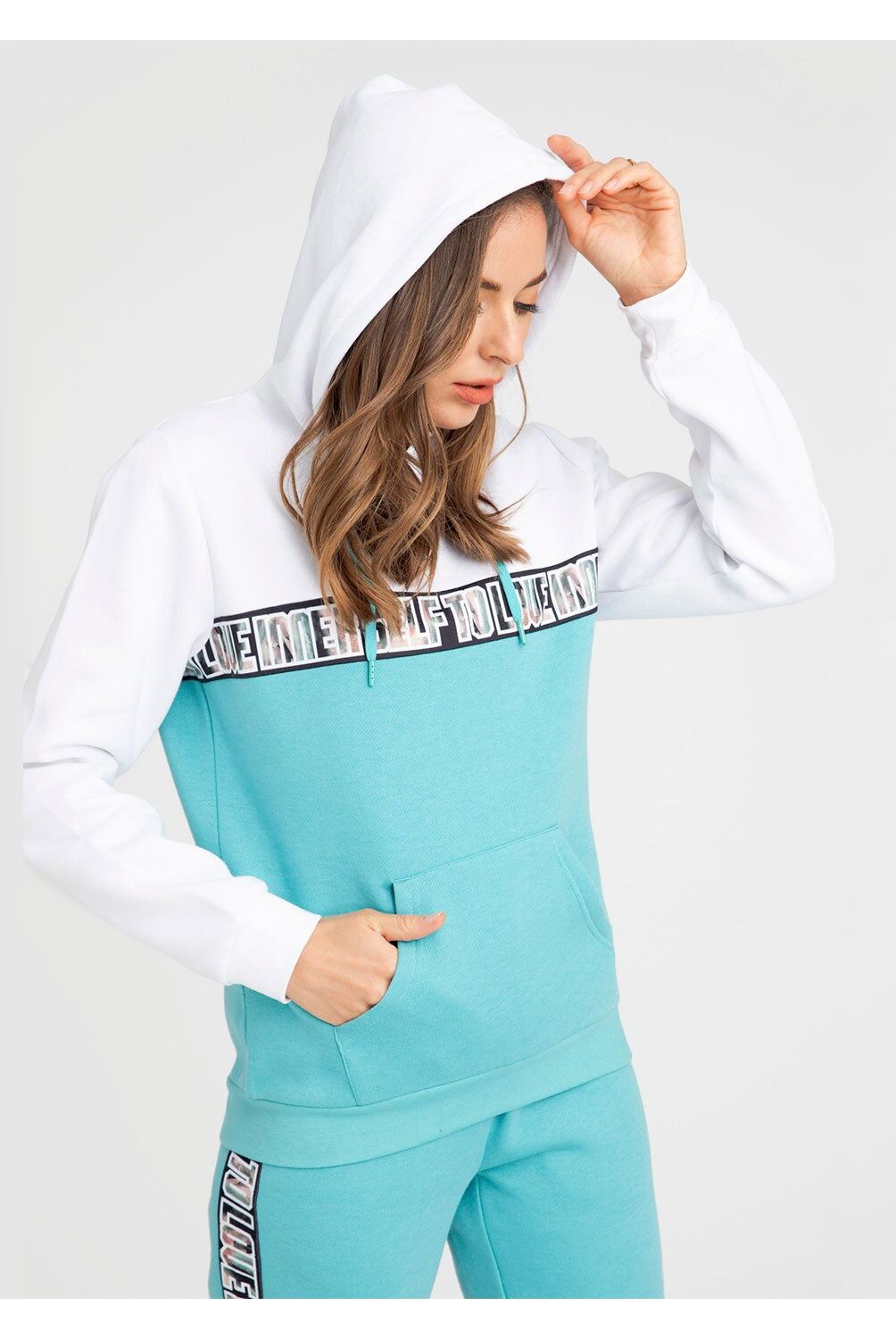 FASHION'S PARK - Polerón Deportivo Mujer Canguro Bicolor.