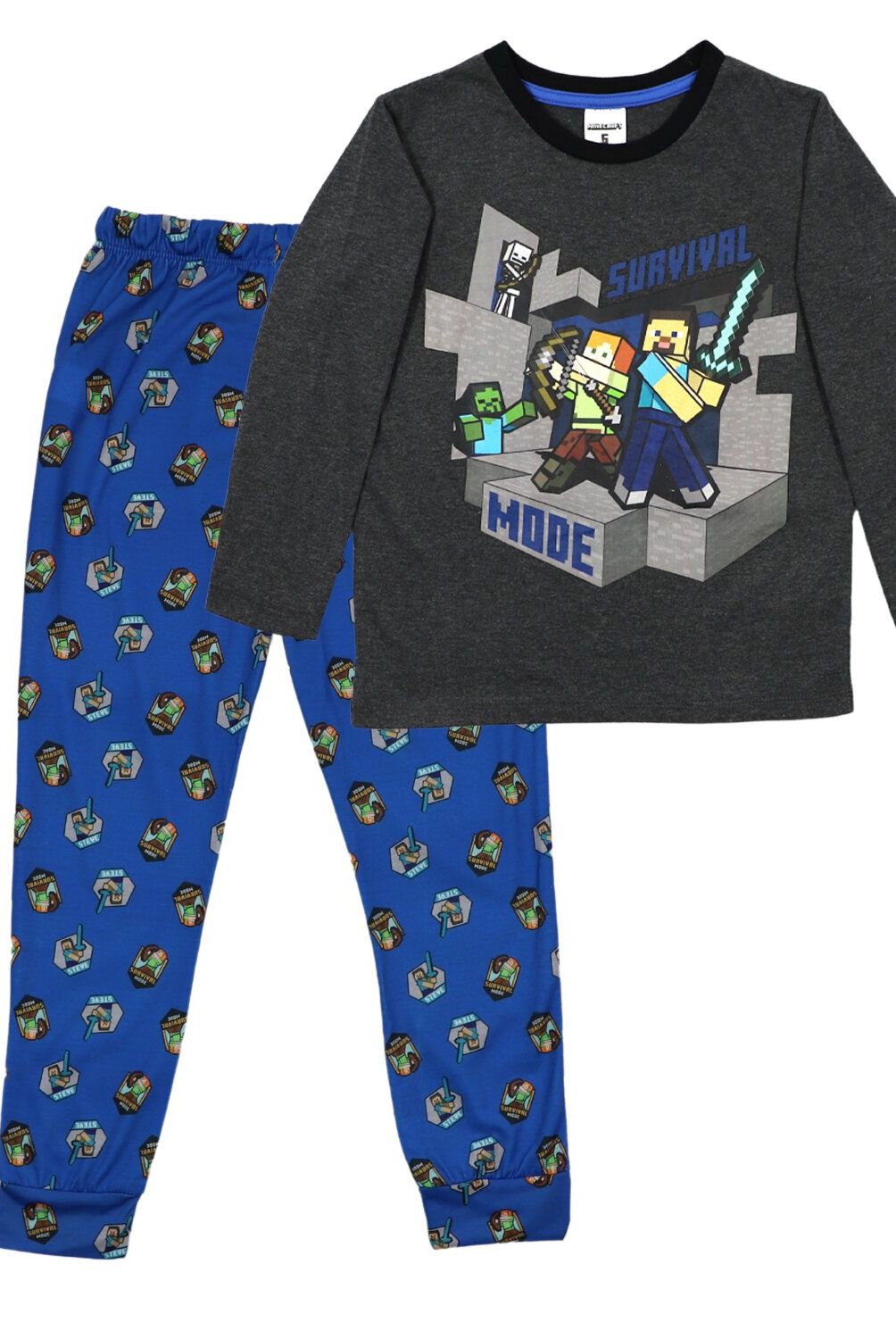 MINECRAFT - Pijama Largo Niño Gris Minecraft