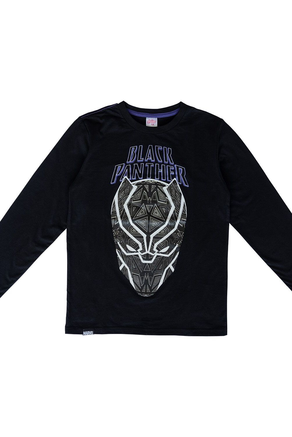 MARVEL - Polera Manga Larga Niño Pantera Negra Negro Marvel