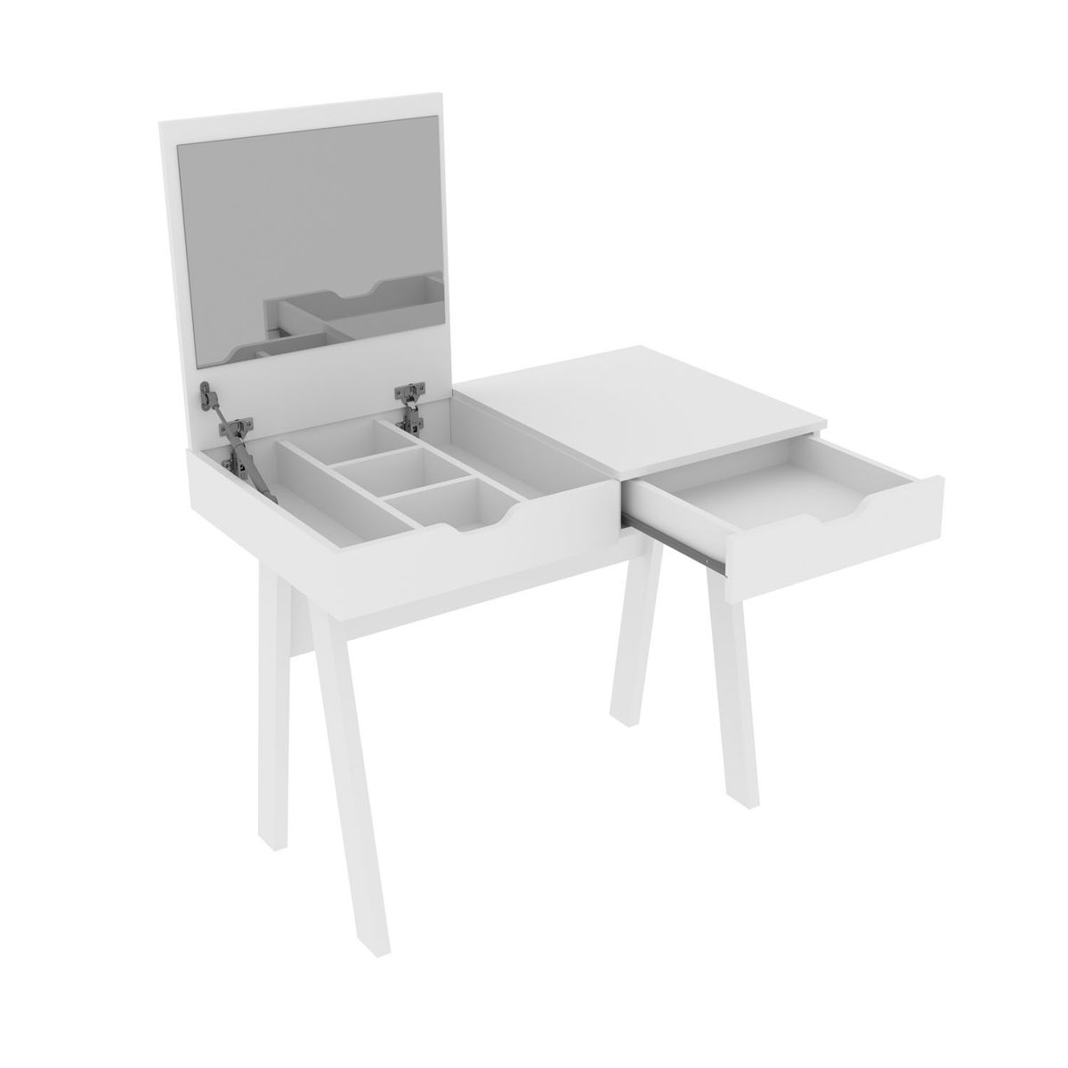 TECNOMOBILI - Tocador Con 1 Cajón Y Espejo Blanco Tecnomobili